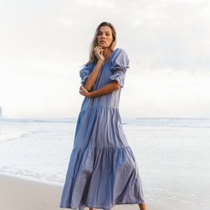 Daughters of India Sahana Maxi Dress in Lagoon Blue🌊 Sz Medium